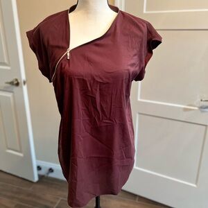 Express Maroon Zip-Up Top
